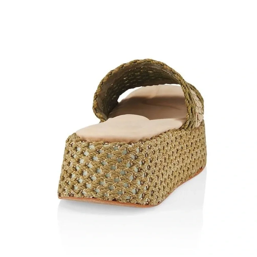 Rag & Bone Logan Crochet Slides Women's Olive Green Platform Sandals Size 10